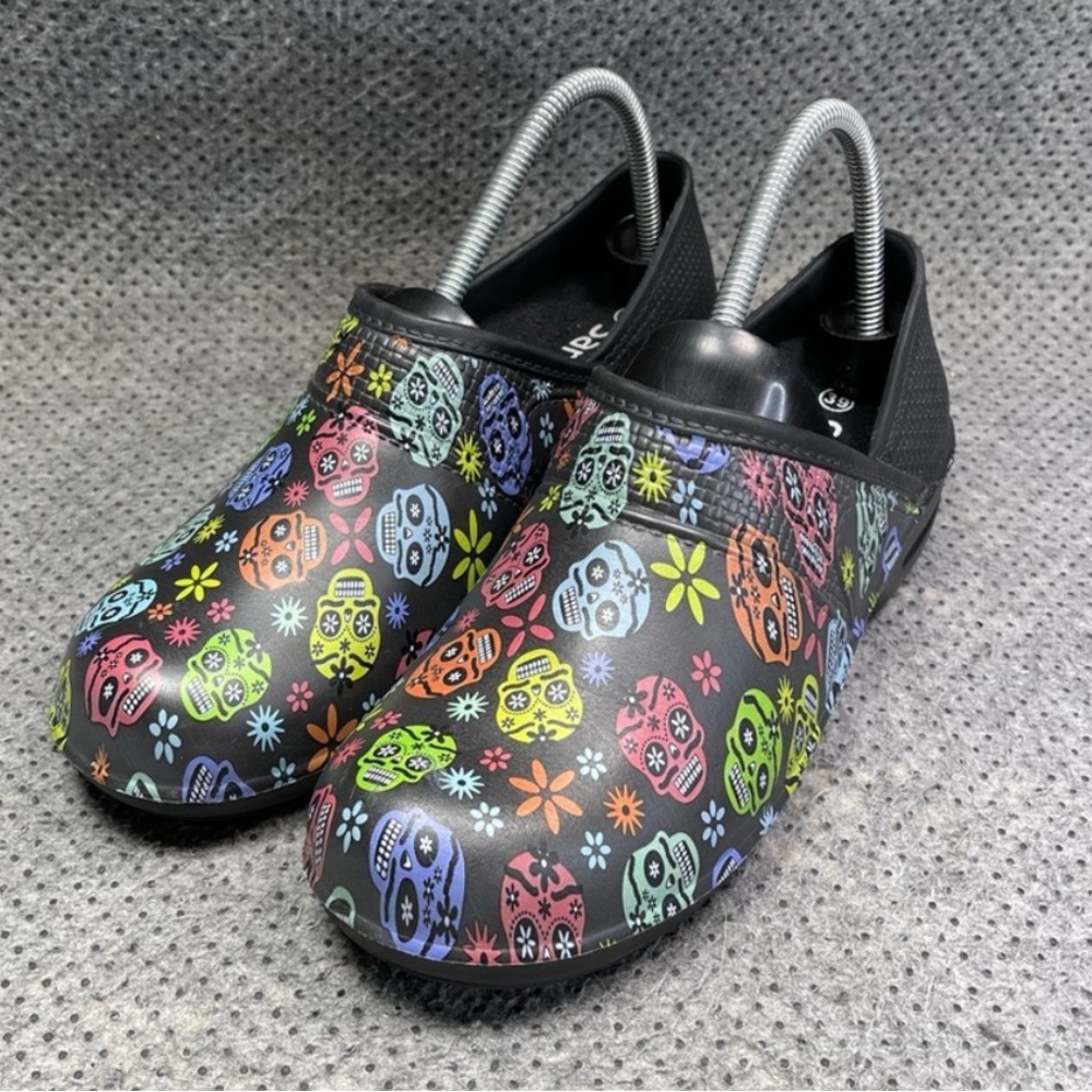 Sanita Black Day of the Dead Clogs - Picture 2 of 8